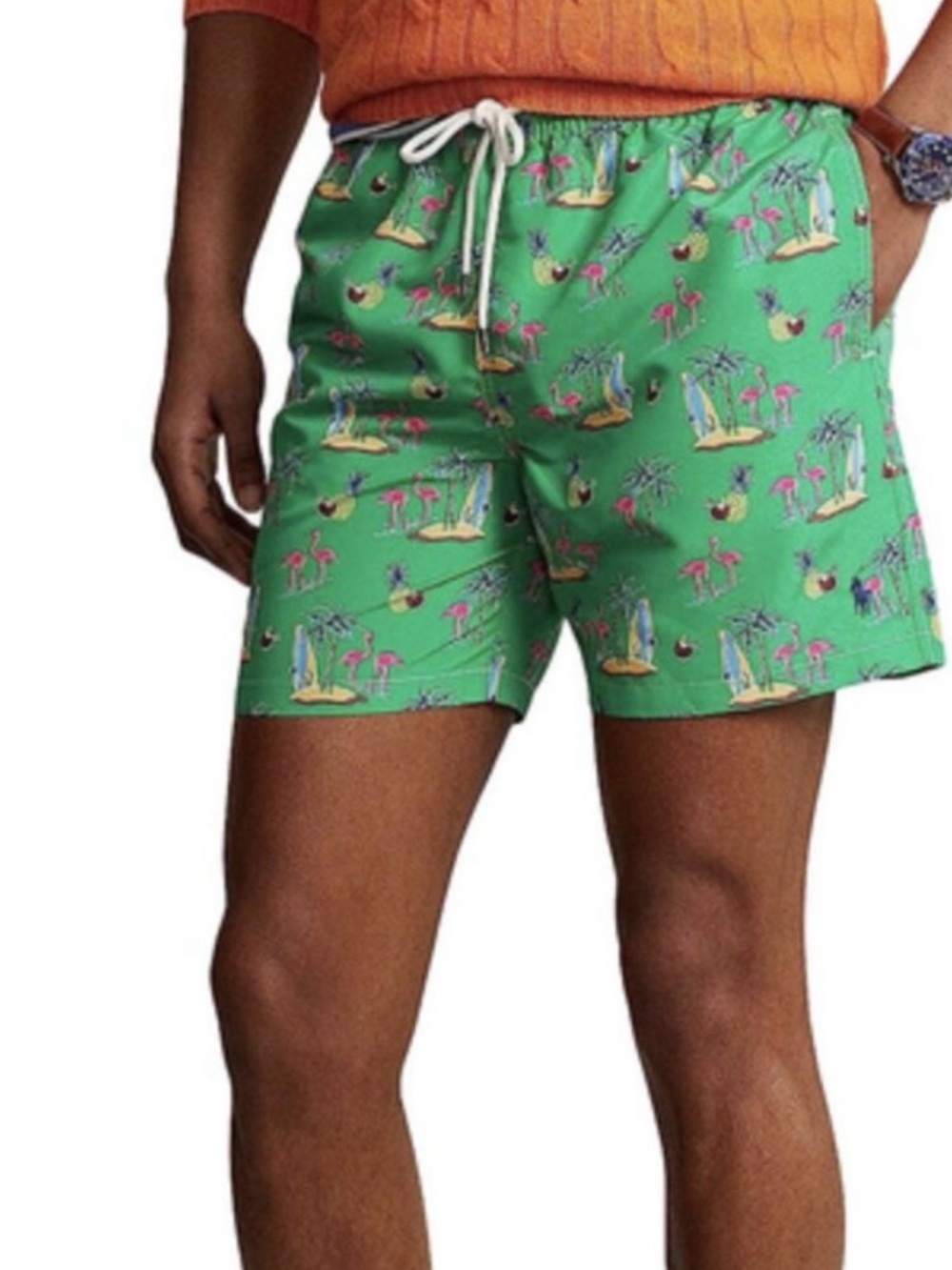 Polo Ralph Lauren Traveler swim trunks green flamingo coconut size large
